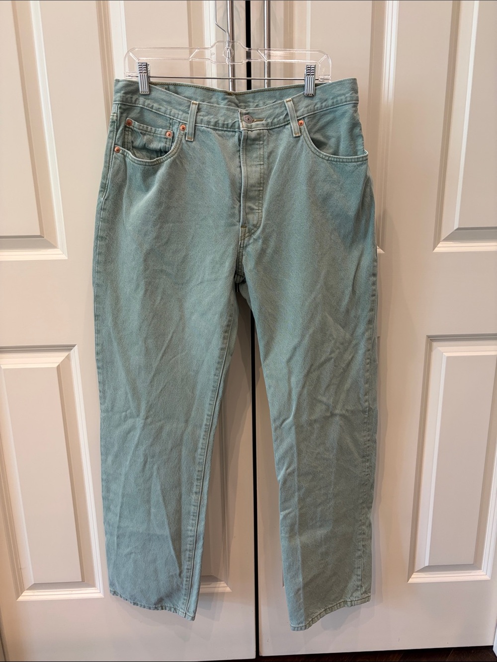 Levi's 501 Button Fly Women's Light Mint Straight-Leg Jeans 32x 32